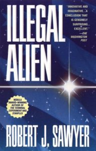 Cover of Illegal Alien by Robert J. Sawyer - sci-fi with solar eclipse on Recursor.TV
